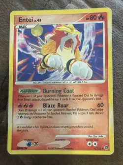 Entei 4/132 Holo Rare 2007 Pokemon Diamond & Pearl LP/MP - Image 1