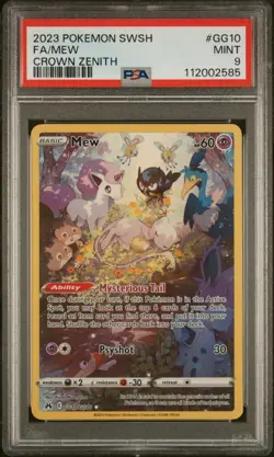 2023 POKEMON SWORD & SHIELD CROWN ZENITH #GG10 FULL ART/MEW PSA 9 - Image 1