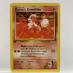 Pokemon TCG Blaine's Growlithe Gym Heroes 62/132 Regular 1st Edition Common - Image 1