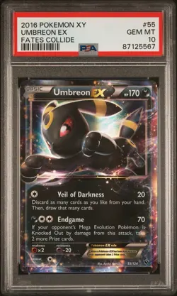 PSA 10 GEM MINT Umbreon EX Fates Collide 2016 Pokemon XY 55/124 - Image 1
