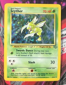 Pokemon TCG Scyther Jungle 10/64 Holo Unlimited Holo Rare LP - Image 1