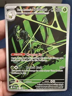 Pokemon TCG Destined Rivals Team Rockets Spidops Illustration Rare Card 187/182 - Image 1
