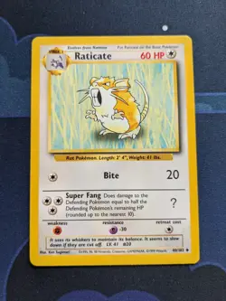 Raticate 40/102 Pokemon Card Base Set TCG WOTC Pokemon Trading Card Game NM - Image 1