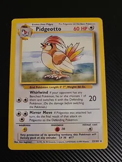 Pidgeotto - 22/102 - Pokemon Base Set Unlimited Rare Card WOTC Vintage LP - Image 1
