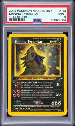2002 Pokemon Neo Destiny Shining Tyranitar 1st Edition #113 PSA 9 - Image 1