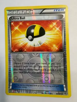 Pokemon BW Plasma Blast Trainer Item Ultra Ball 90/101 Reverse HOLO Uncommon - Image 2