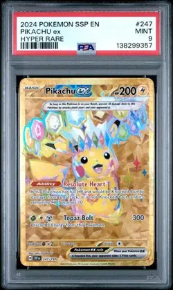 2024 POKEMON SSP EN-SURGING SPARKS #247 PIKACHU EX HYPER RARE PSA 9 - Image 1