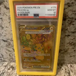 Pokemon Pikachu ex 179/131 Sv: Prismatic Evolutions Hyper Rare Holo PSA 10 - Image 1