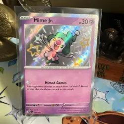 Mime Jr. NM Baby Shiny 157/091 SV: Paldean Fates Pokemon TCG Holo - Image 1