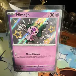 Mime Jr. NM Baby Shiny 157/091 SV: Paldean Fates Pokemon TCG Holo - Image 2