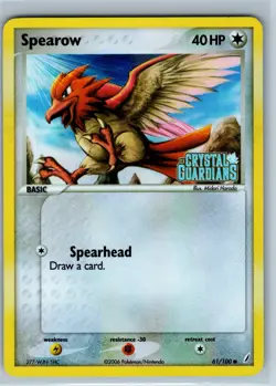 Pokemon Card - Spearow Crystal Guardians 61/100 Common Reverse Holo STAMPED - Image 1