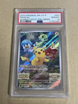 Pikachu Sukabai Promo 001/Sv-P PSA10 Pokemon Card - Image 1