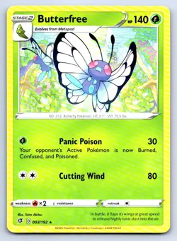 Pokemon Butterfree SWSH02: Rebel Clash SWSH02 003/192 NM Rare Taira Akitsu - Image 1