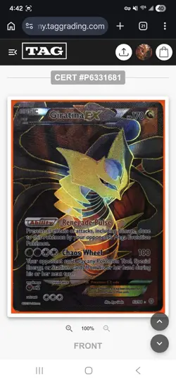 Pokemon Giratina EX Full Art Ultra Rare XY Ancient Origins 93/98 TAG Graded 3 - Image 4