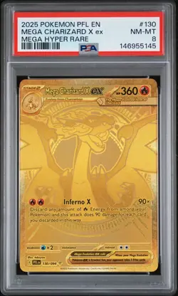 2025 POKEMON PFL EN-PHANTASMAL FLAMES MEGA HYPER RARE MEGA CHARIZARD X EX PSA 8 - Image 1