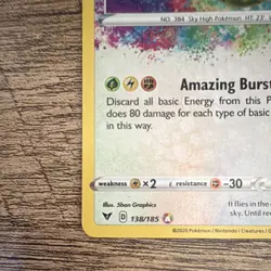 Rayquaza 138/185 Swsh04: Vivid Voltage Amazing Rare Holo Basic Pokemon TCG - Image 5