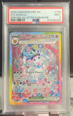 2025 Pokemon TCG Sylveon Ex 156/131 Prismatic Evolutions SIR PSA Mint 9 - Image 1
