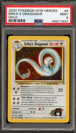 Pokemon Erika's Dragonair Gym Heroes Unlimited Holo Rare #4 PSA 9 Mint - Image 1