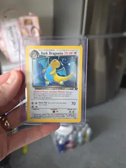 Dark Dragonite 5/82 Holo Team Rocket WOTC Pokemon Card MP w/ Holo Swirl - Image 1