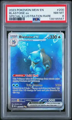 2023 POKEMON MEW EN-151 SPECIAL ILLUSTRATION RARE #200 BLASTOISE EX PSA 8 - Image 1