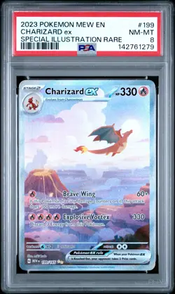 2023 POKEMON MEW EN-151 SPECIAL ILLUSTRATION RARE #199 CHARIZARD EX PSA 8 - Image 1