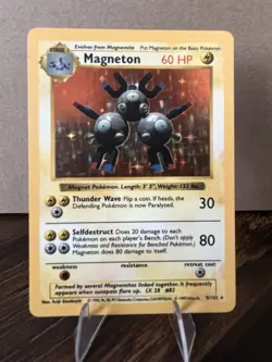 Pokemon Magneton Base Set Shadowless Holo Rare 9/102 1999 60 HP English - Image 1