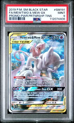 Mewtwo & Mew Gx #SM191 2019 Pokemon Sm Black Star Promo PSA 9 250001 - Image 1