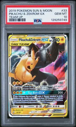 2019 POKEMON TEAM UP PIKACHU & ZEKROM GX #33 PSA 10 GEM MINT #129259749 - Image 1