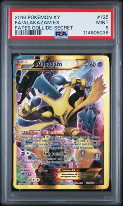 2016 POKEMON FATES COLLIDE ALAKAZAM EX #125 SECRET PSA 9 MINT #114605036 - Image 1