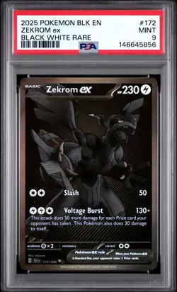 2025 POKEMON BLK EN-BLACK BOLT BLACK WHITE RARE #172 ZEKROM EX PSA 9 - Image 1