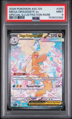 2026 POKEMON ASCENDED HEROES SPECIAL ILLUSTRATION RARE MEGA DRAGONITE EX PSA 9 - Image 1