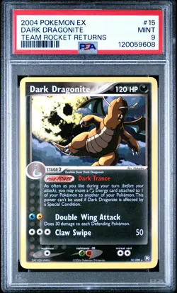 2004 POKEMON EX TEAM ROCKET RETURNS #15 DARK DRAGONITE PSA 9 - Image 1