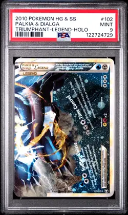 2010 POKEMON TRIUMPHANT PALKIA & DIALGA LEGEND BOTTOM #102 PSA 9 MINT #122724729 - Image 1