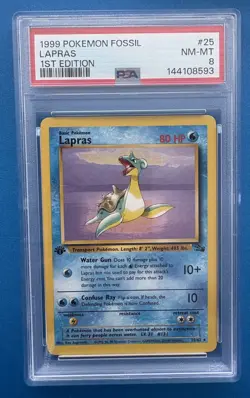 1999 Pokemon Lapras 1st Edition Fossil 25/62 Rare PSA 8 NM-Mint - Image 1