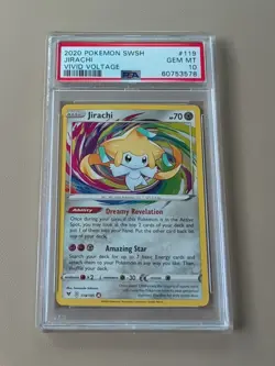 2020 Pokemon Vivid Voltage Jirachi 119/185 Amazing Rare Graded PSA 10 GEM MINT - Image 1