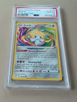 2020 Pokemon Vivid Voltage Jirachi 119/185 Amazing Rare Graded PSA 10 GEM MINT - Image 2