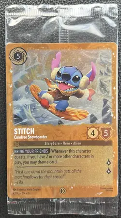 Disney Lorcana Stitch - Carefree Snowboarder Promo Gold Glitter #42/P3 - Sealed - Image 1