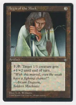 Dark Print Aegis of the Meek LP Ice Age MTG Magic Misprint Reserved List Rare! - Image 1