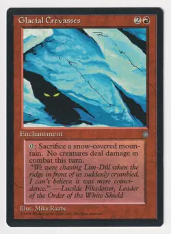 Dark Print Glacial Crevasses LP Ice Age MTG Magic Misprint Reserved List Rare! - Image 1
