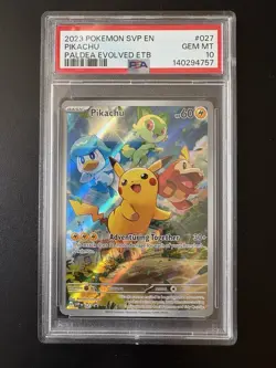 2023 POKEMON SVP EN-SV BLACK STAR PROMO #027 PIKACHU PSA 10 paldea evolved GEM - Image 1