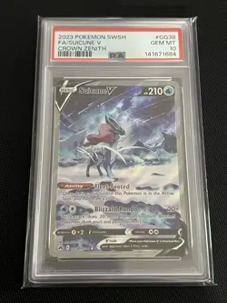 2023 Pokemon SWSH Crown Zenith Suicune v Full Art Gallery #GG38 PSA 10 - Image 1
