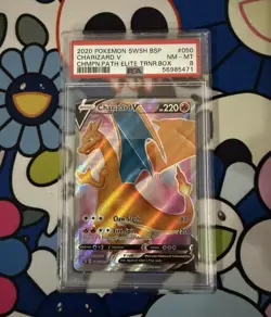 2020 Pokemon SWSH BSP Charizard V #050 Champion's Path Elite Trainer Box PSA 8 - Image 1