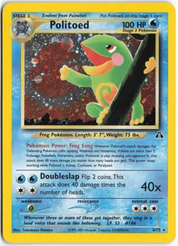 Pokemon - Politoed (8) #08/75 - Neo Discovery Holo Rare - Image 1