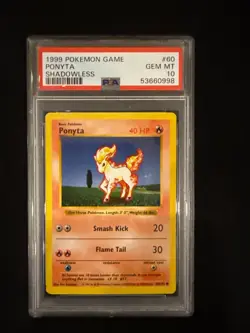1999 Pokemon Game Base Set Ponyta Shadowless 060/102 PSA 10 GEM MINT - Image 1
