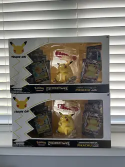 2 Pokemon TCG Celebrations Premium Figure Collection Boxes Pikachu Vmax Sealed - Image 1
