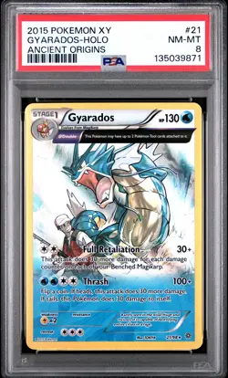 2015 POKEMON XY ANCIENT ORIGINS #21 GYARADOS-HOLO PSA 8 - Image 1