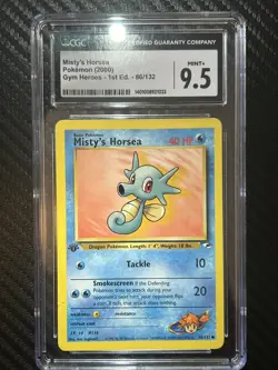 CGC 9.5 MINT+ Misty's Horsea Gym Heroes 1st Edition 86/132 Vintage Pokemon Card - Image 1