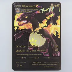 Pokemon Charizard VMAX Gigantamax Black Vinyl Gold Foil Fan Art Collector Card - Image 1