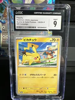 CGC 9 MINT Pikachu 120/SV-P Promo Japanese Pokemon Card #120 SV-P - Image 1