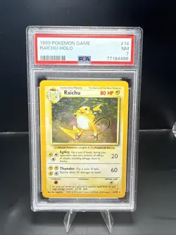 Pokemon Raichu Holo Rare Card 14/102 Base Set, PSA 7 Near Mint - Image 1